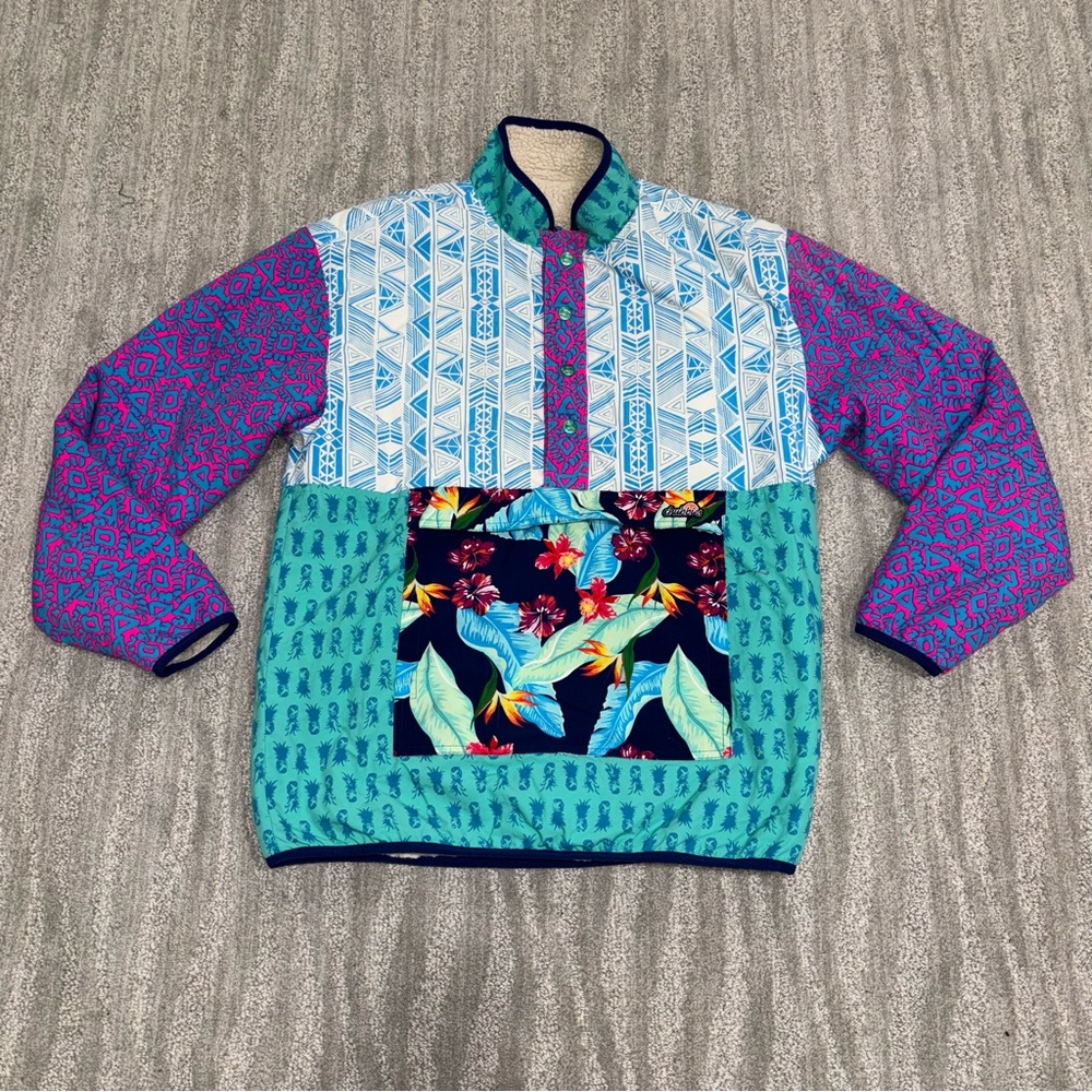 Chubbies Party In The Front Reversible Half Zip/Snap Pullover Men’s Sz S FLAWED